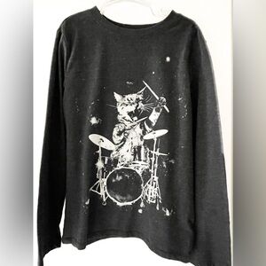 Cat & Jack Kids Long-Sleeved Glow-in-the-Dark Kitten Drums T-Shirt
